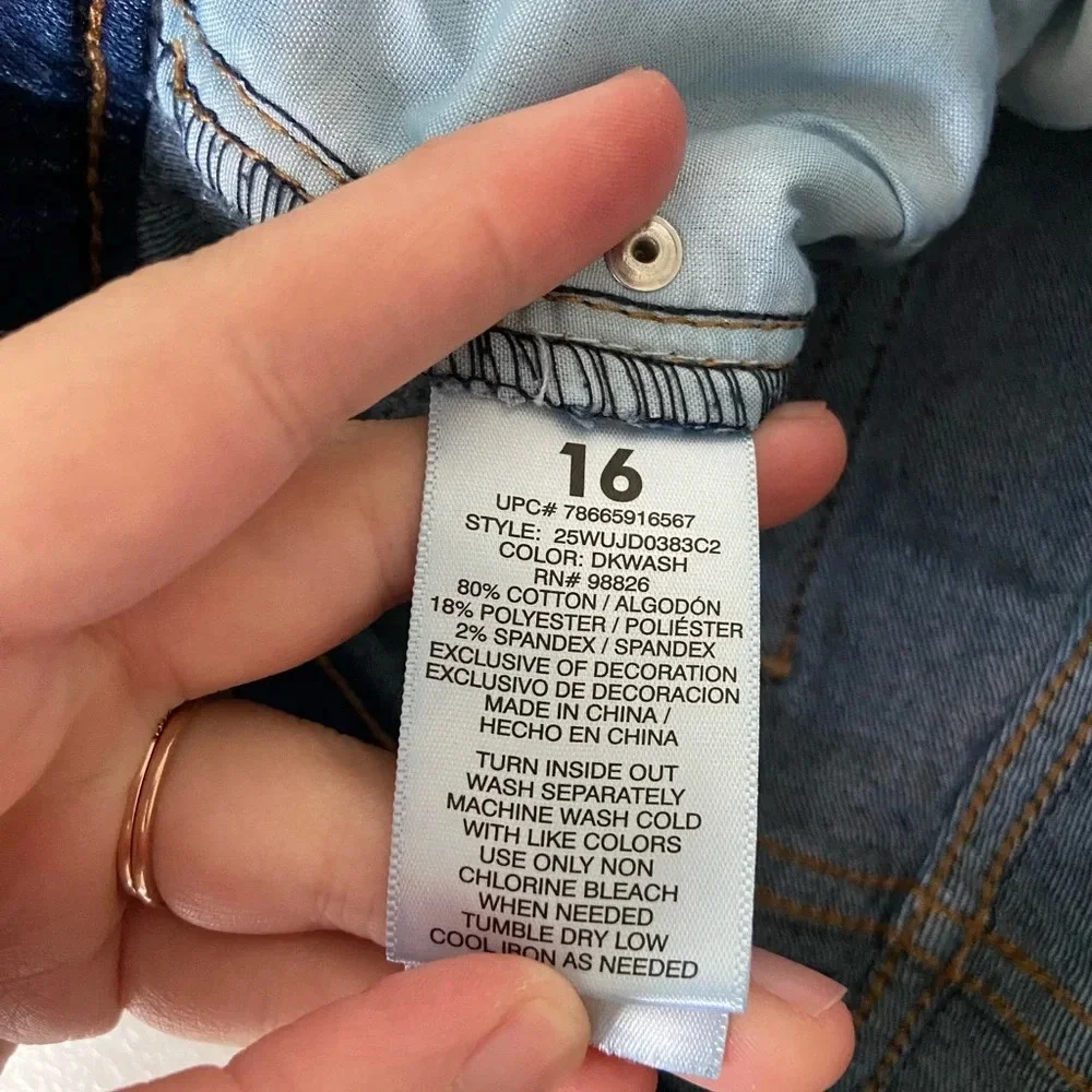 NWOT | Jordache‎ girl’s dark wash ripped distressed hem jean shorts — size 16